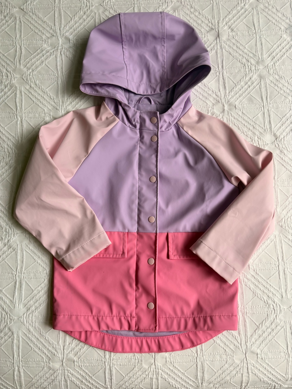 Old Navy Girls Pink, Lavender & Hot Pink Colorblock Raincoat